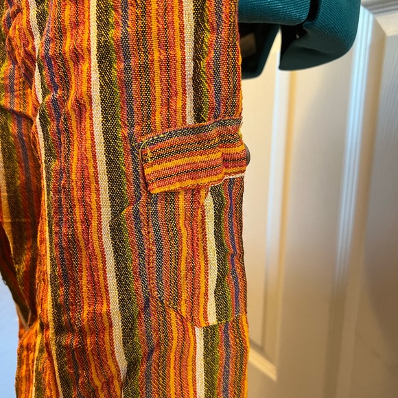 Vertical striped, flow pants in orange and blue/green - Picture 4 of 5